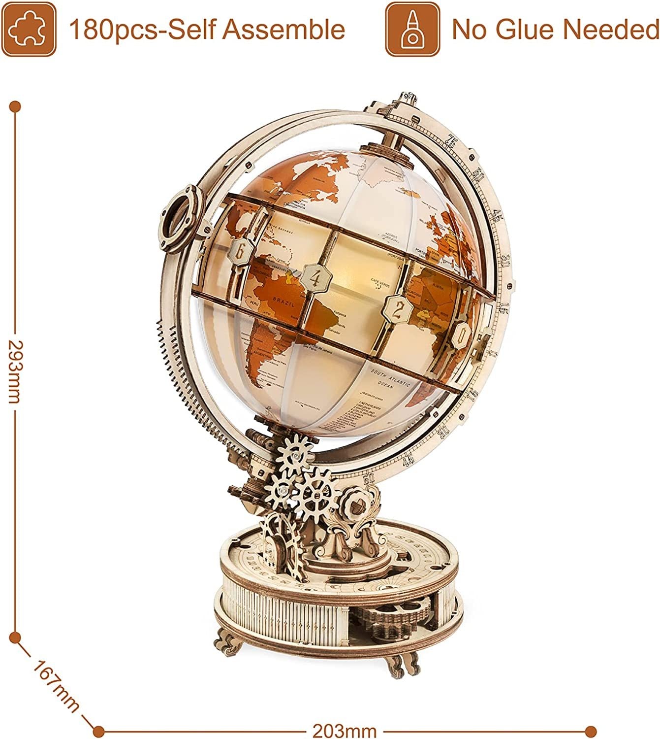 ROKR Luminous Globe 3D Wooden 180PCS Model