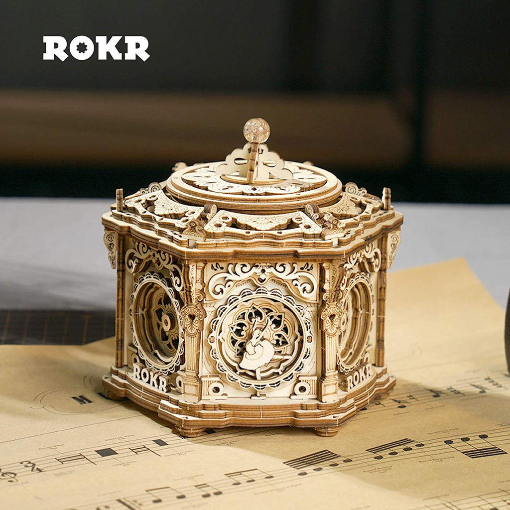 Robotime ROKR DIY Mechanical Music Box Kit 3D Wooden Puzzle Box - Secret Garden