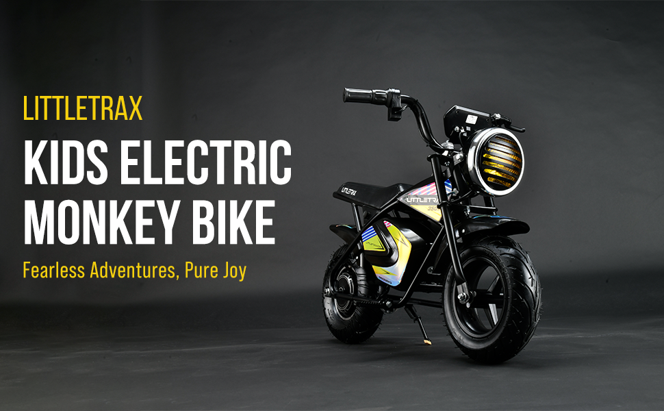Littletrax 350W Kids Electric Bike – Ages 3 to 12+ Ride On Mini Monkey Bike