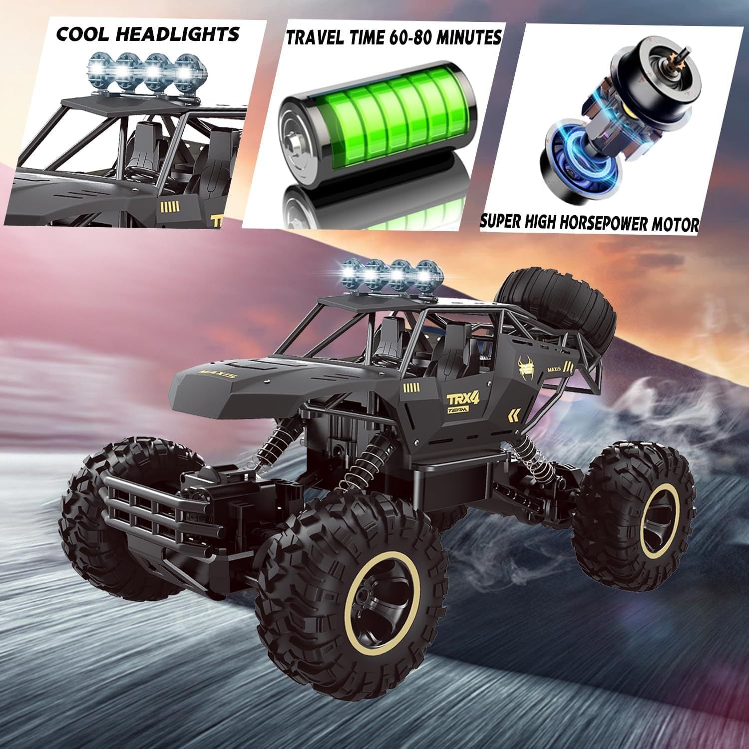 UK 4DRC RC Car Rock Crawler Rechargeable Off Road Truck 4WD